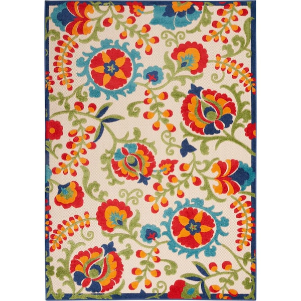 Aloha 4 ft. x 6 ft. Floral Patio Area Rug