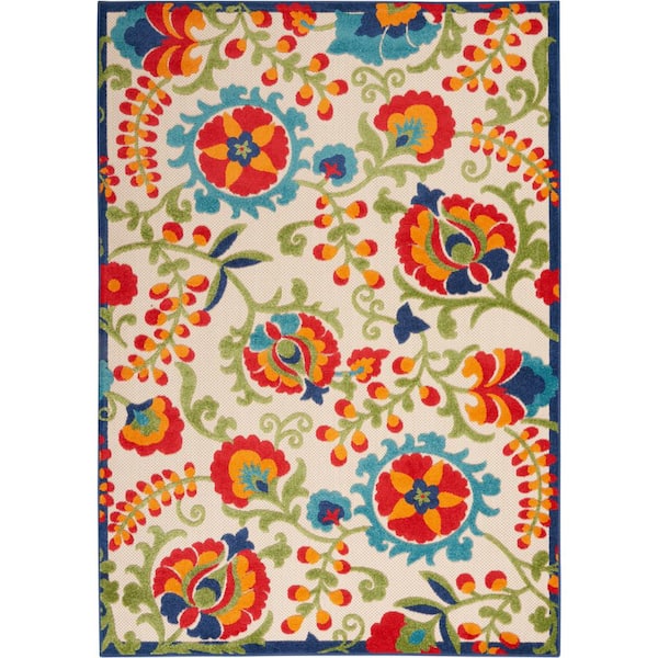 Nourison Aloha 4 Ft. X 6 Ft. Floral Patio Area Rug 376565 - The Home Depot