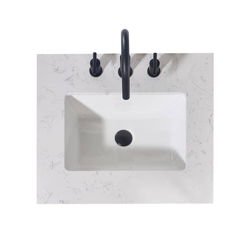 24" White Ceramic Bathroom Vanity Top with Sink