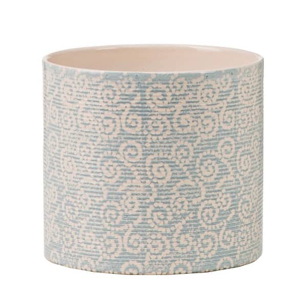 Scheurich 4.75 in. Dia Printed Denim Ceramic Pot