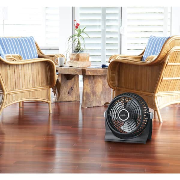 Lasko Breeze Machine 10 in. 2 Speed Black Desk Fan with 360 Degree