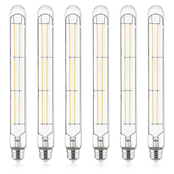 60W Equivalent, Vintage T9 Long Tube LED Light Bulbs, 2700K, 800-Lumens Dimmable 7-Watt Clear Glass Filament Bulb 6-Pack