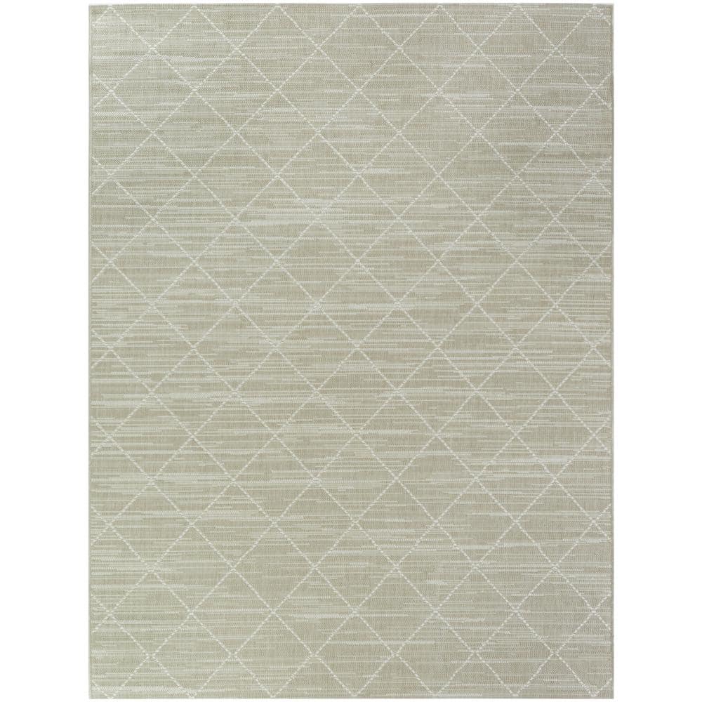 Hampton Bay Tan 4 x 6 Trellis Indoor/Outdoor Area Rug 3123401 - The ...