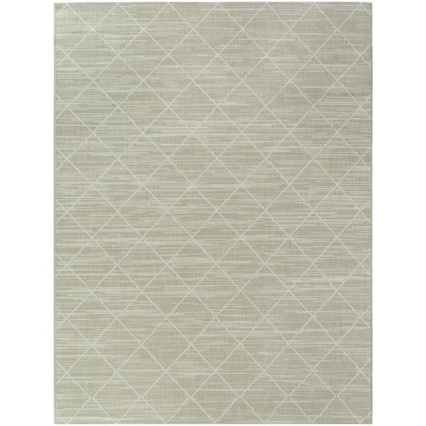 Hampton Bay Tan 4 x 6 Trellis Indoor/Outdoor Area Rug