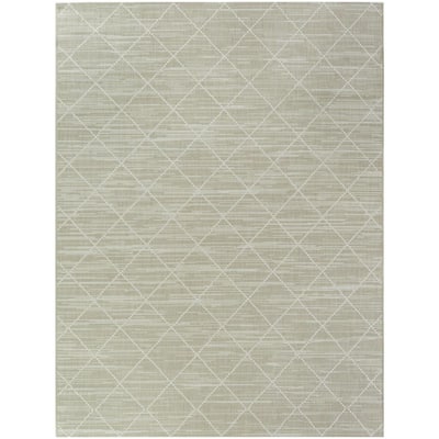 Tan 9 x 12 Trellis Indoor/Outdoor Area Rug