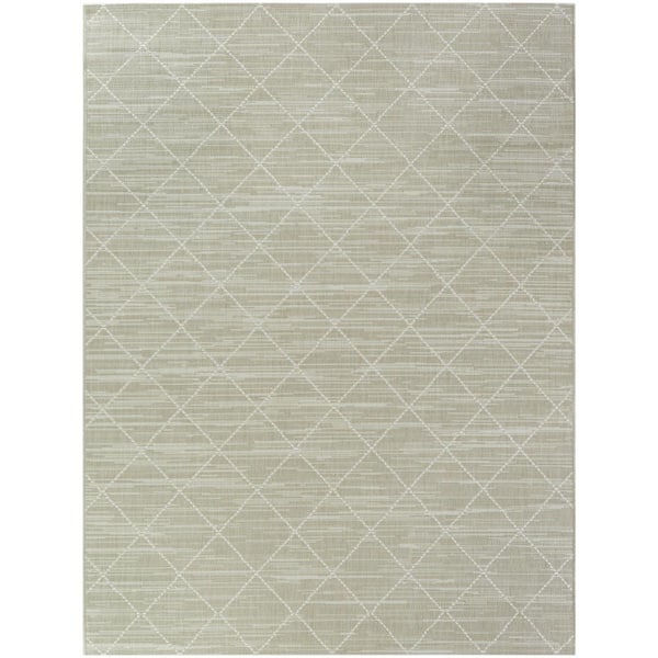 Hampton Bay Tan 9 x 12 Trellis Indoor/Outdoor Area Rug