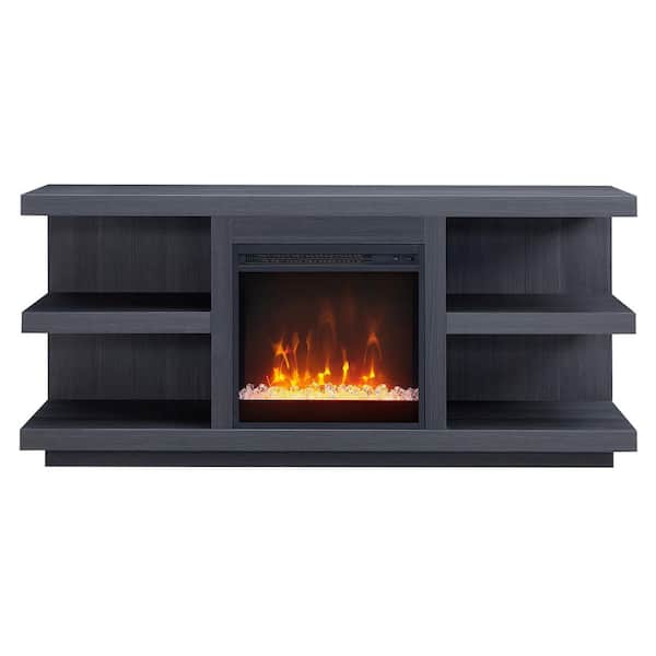 Meyer&Cross Maya Rectangular Charcoal Gray TV Stand with Crystal Fireplace For TV's up to 65 in.