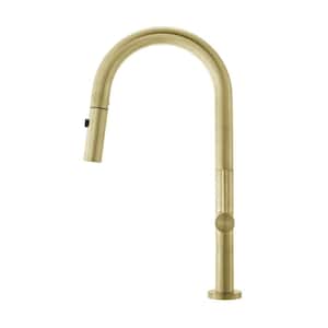 Chalet Single Handle Pull Down Sprayer Kitchen Faucet in Brushed Gold