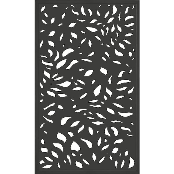Modinex 5 ft. x 3 ft. Framed Charcoal Gray Decorative Composite Fence Panel featured in The Leaf Design