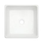 15 in. Bathroom Porcelain Ceramic Art Basin Square Vessel Sink in White