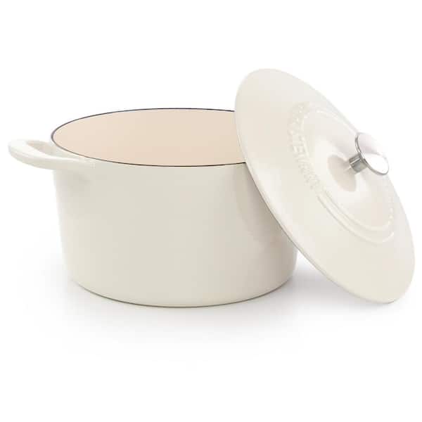 MARTHA STEWART 7 qt. Gatwick Enameled Cast Iron Dutch Oven with Lid in  White 1-Set 130628.02R - The Home Depot