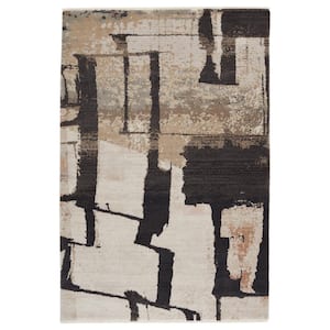 Nikki Chu Lehana Power-Loomed Dark Brown/Ivory 7 ft. 10 in. x 11 ft. 1 in. Abstract Rectangle Area Rug