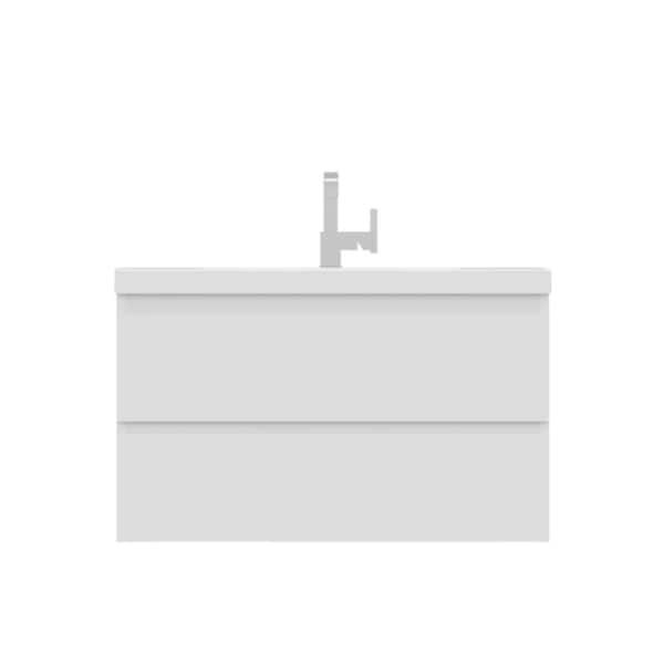 Alya Bath Paterno 42 in. W x 19 in. D x 23 in. H Wall Mounted Bath Vanity in White with White Solid Surface Top