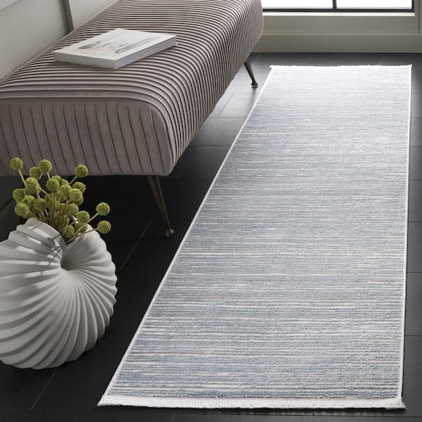 Mila Light Blue/Gray 2 ft. x 8 ft. Abstract Distressed Runner Rug