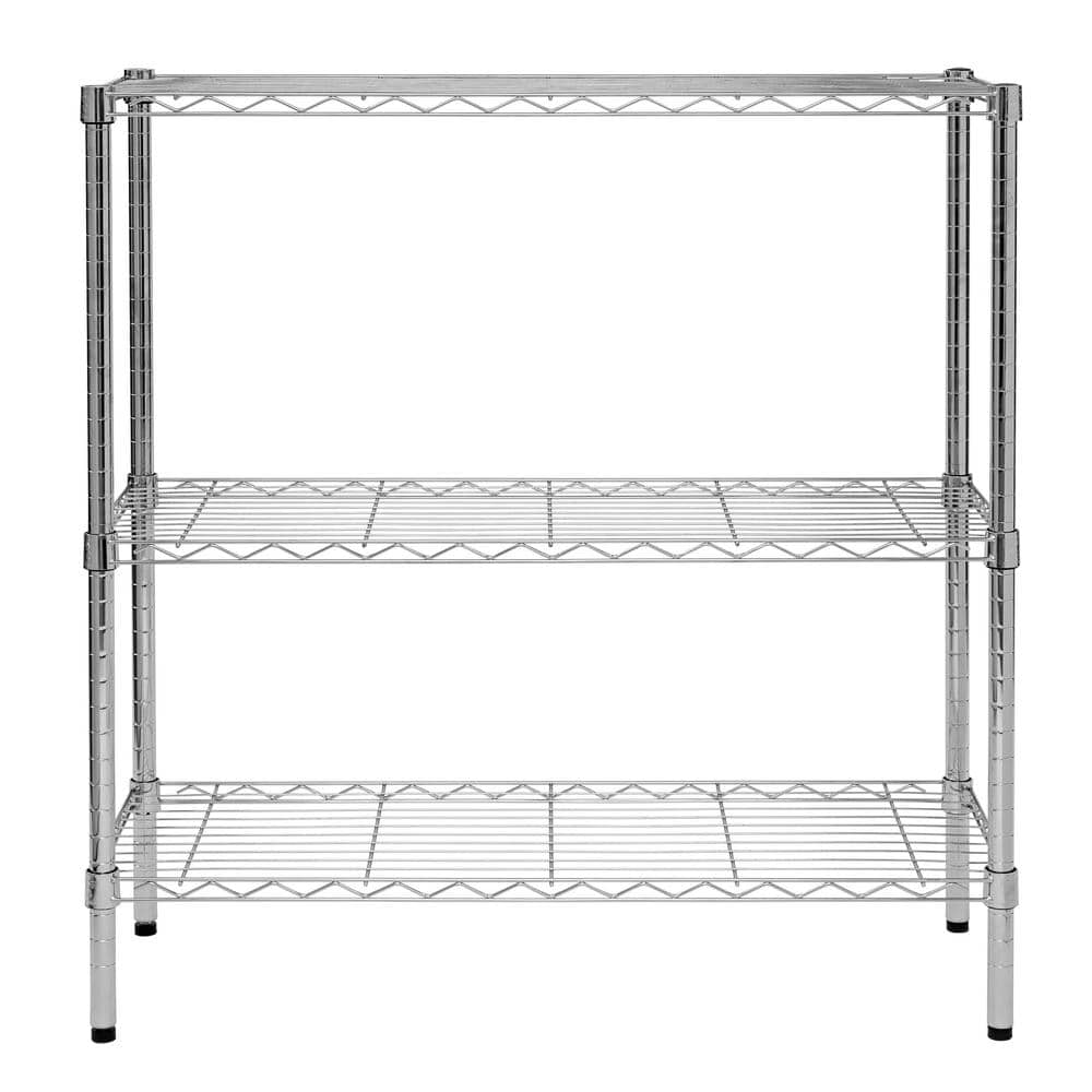 Chrome 3-Tier Adjustable Steel Shelving Unit, 36" x 14"