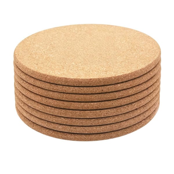 8 in. Cork Trivet with High Density, Heat Resistant for Hot Dishes, Kitchen, Table and Countertop Protection (8-Pack)