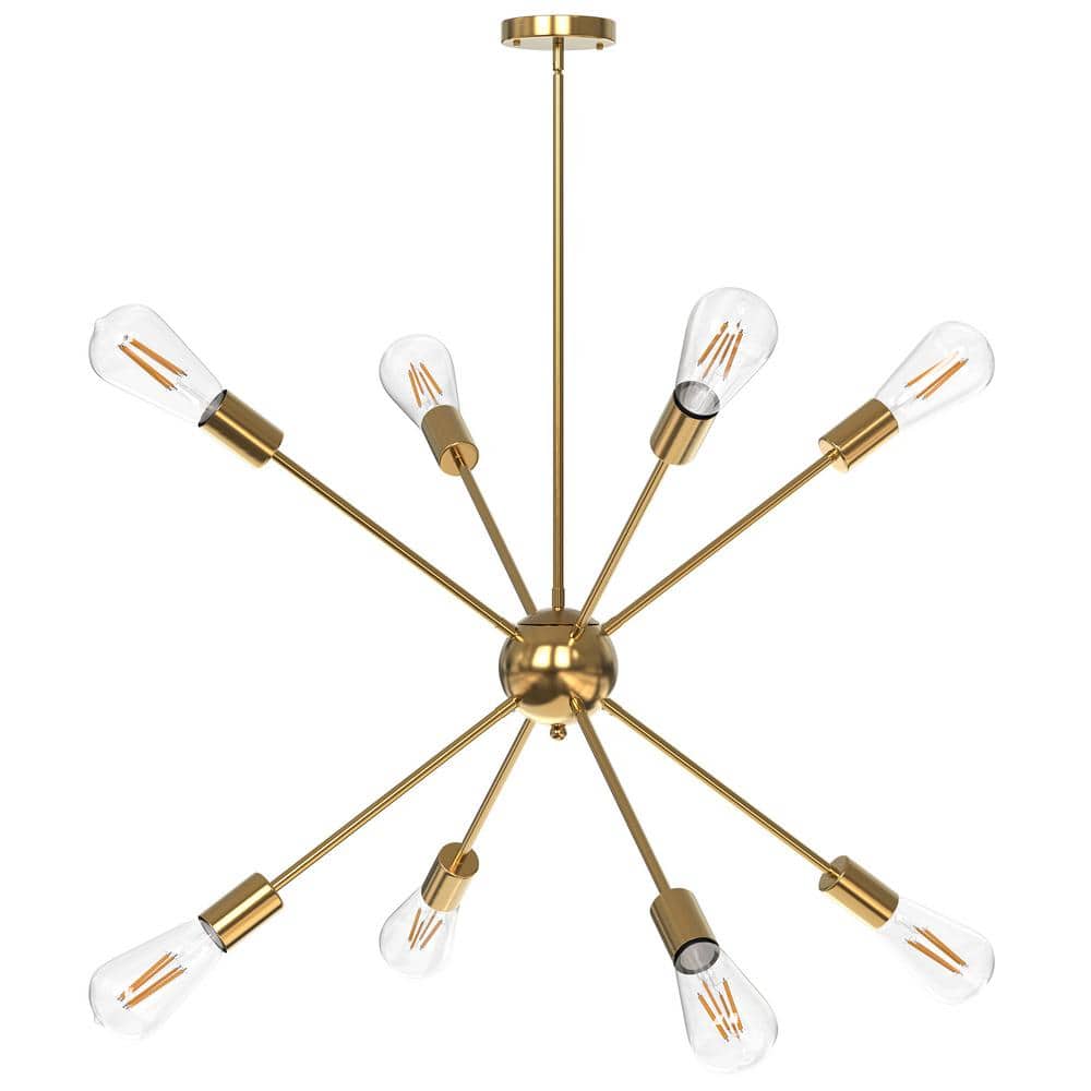 YANSUN 8Light Gold Sputnik Chandeliers, Modern Ceiling Light Fixture