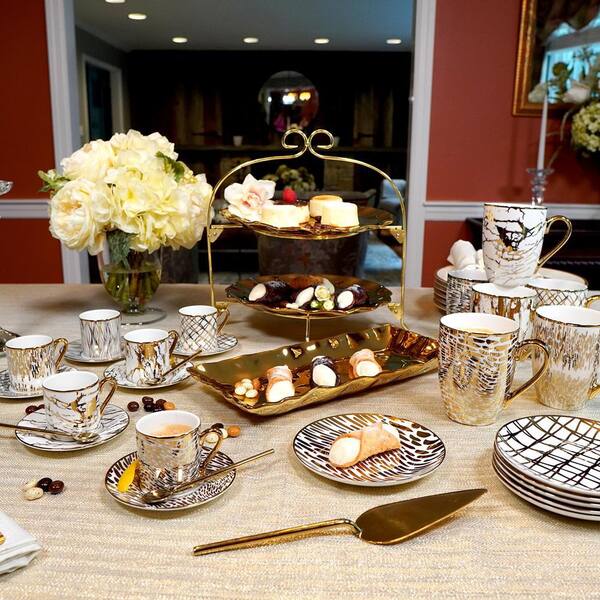 Certified International Matrix Gold Porcelain Espresso Cup and