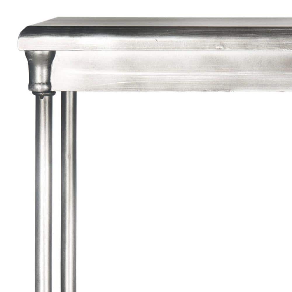 Transitional 3-Tier Dark Silver Iron & Wooden Etagere