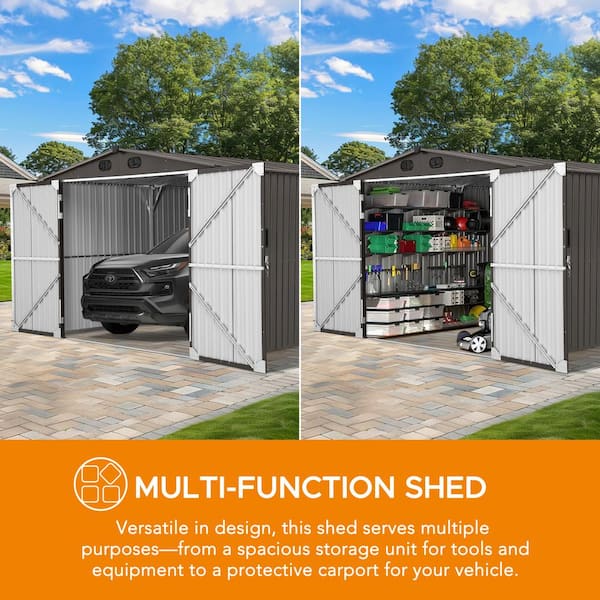 Sunjoy 10 ft. W x 20 ft. D Outdoor Storage Shed, Multi-Purpose