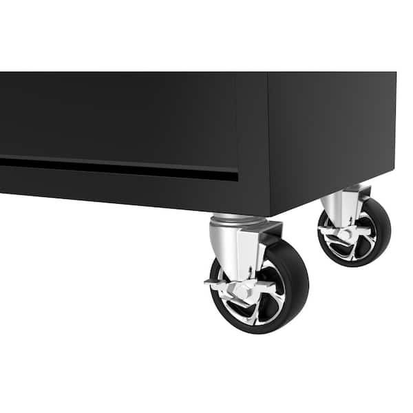 Husky - Tool Storage 46 in. W x 18 in. D 9-Drawer Mobile Workbench Cabinet in Gloss Black