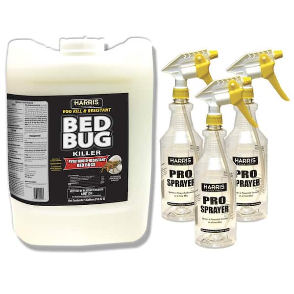 Harris 5 Gal. Ready-To-Use Egg Kill and Resistant Bed Bug Killer with 3-32 oz. Professional Spray Bottles Value Pack