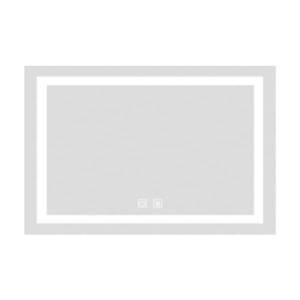 Unbranded 48 in. W x 36 in. H Large Rectangular Frameless LED Light Wall Bathroom Vanity Mirror in Silver