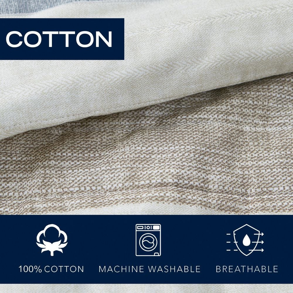 Tan Reversible Cotton Full Quilt Set with Trim
