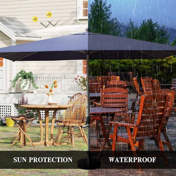 12 ft. Rectangle Outdoor Patio Umbrella in Navy Blue with Crank Lift (No  Base) FF-U08A-H - The Home Depot