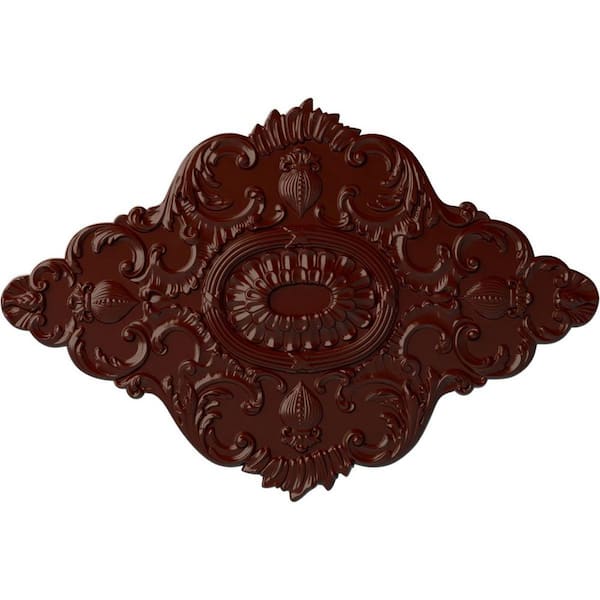 Ekena Millwork 42-3/4" W x 28-7/8" H x 1" Ashford Urethane Ceiling Medallion, Brushed Mahogany