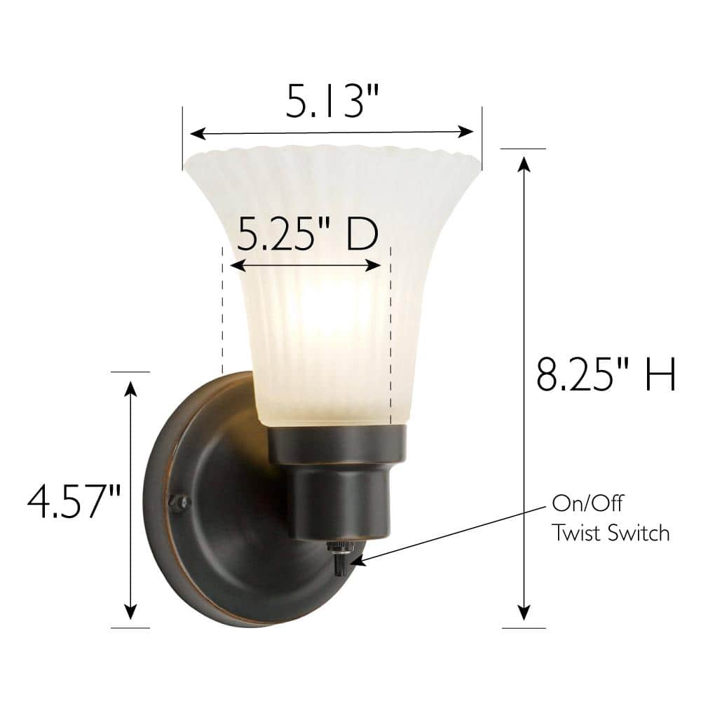 Bronze Direct Wired Electric Vanity Light with Frosted Glass