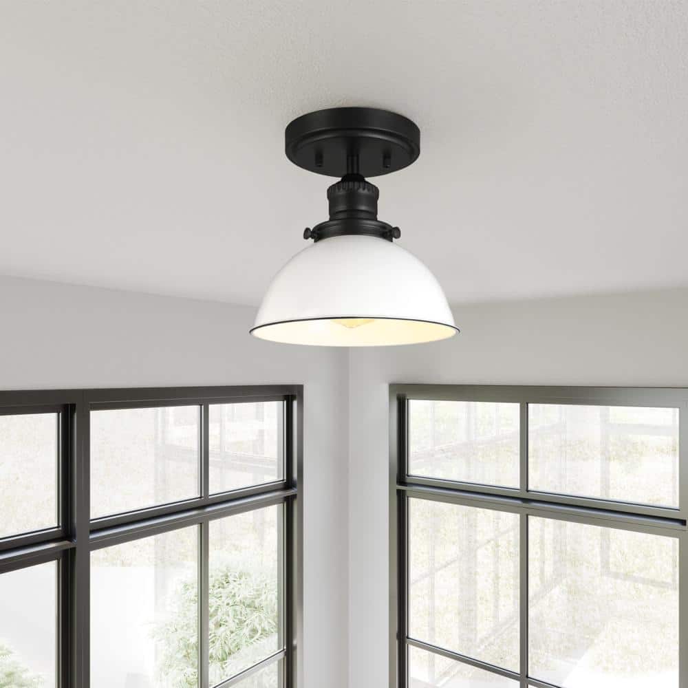 Savannah Matte Black and White Farmhouse Ceiling Light