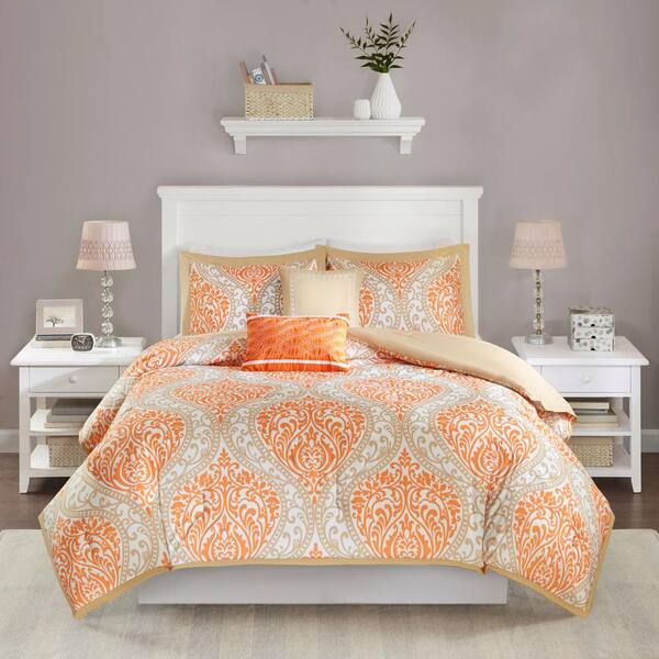 Intelligent Design Sabrina 4Piece Orange Twin Comforter Set ID10001