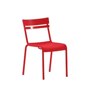 Red Steel Outdoor Dining Chair in Red