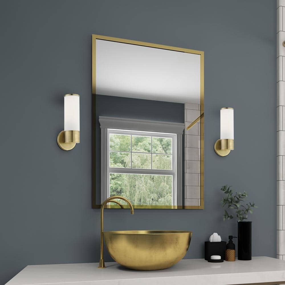 Antique Brass Lindale Dimmable Wall Sconce with Satin Opal White Glass