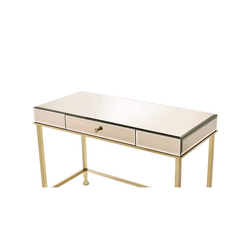 Smoky Mirrored Champagne Writing Desk with Drawer