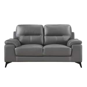 Argonne 66.75 in. W Dark Gray Leather Loveseat