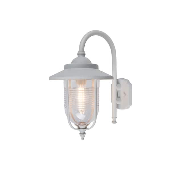 Coastal Old Saybrook 1-Light White Outdoor Wall Lantern Sconce