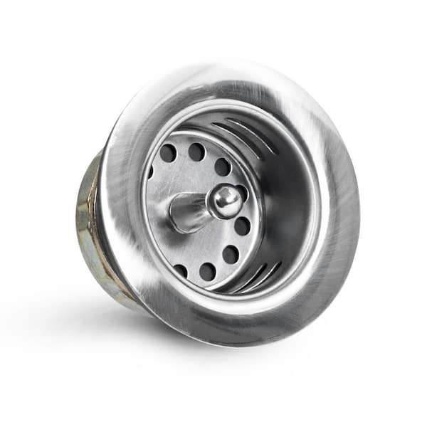 1-7/8in.x2-1/4in. Junior Duo Stainless Steel Drain Assembly with/Strainer Basket & Rubber Stopper for Bar and Prep Sinks