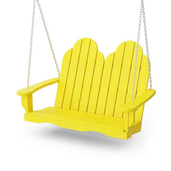Wildridge Classic 2-Person Lemon Yellow Plastic Adirondack Porch Swing