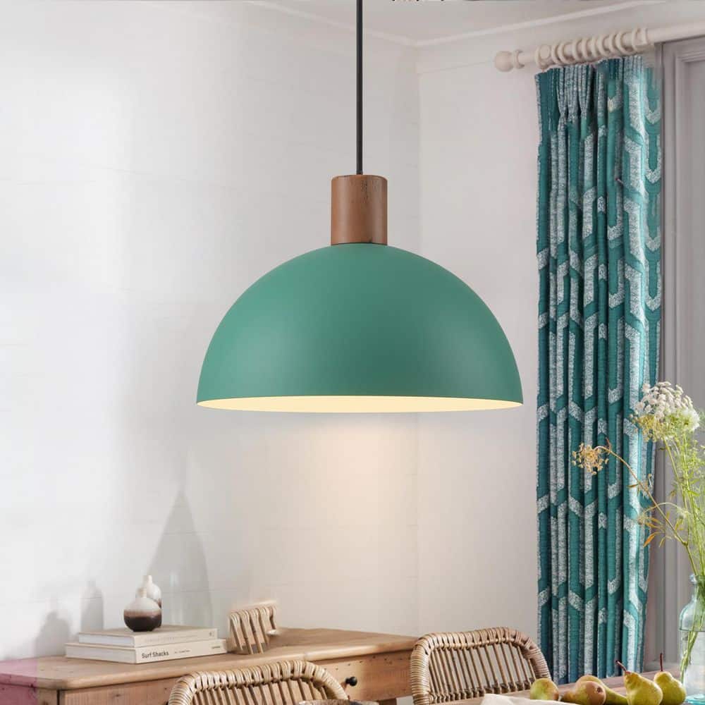 LLHZSY Detroit 11.02 in. 1-Light Modern Green Dimmable Pendant Light ...