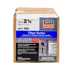 1/4 in. x 2-3/4 in. Hex Head Titen Turbo Concrete Screws (200-Pack)