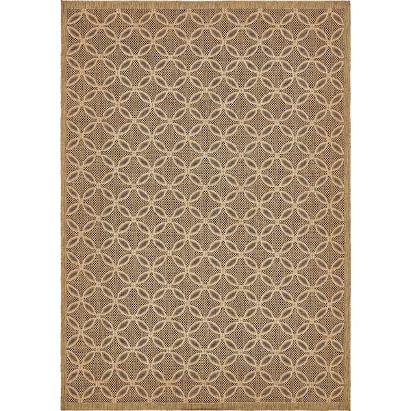 Unique Loom Links Outdoor 6 x 9 Brown/Black Indoor/Outdoor Stripe French Country Area Rug Unique Loom Links Outdoor 6 x 9 Brown/Black Indoor/Outdoor Stripe French Country Area Rug