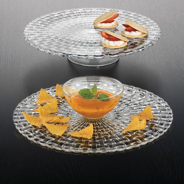 Nachtmann Bossa Nova 12.6 in. Crystal Decorative Cake Plate/Chip and Dip