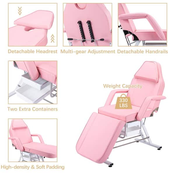 BarberPub Nail Chair for Nail Tech Pedicure Chair Massage Facial Spa Salon Chair 3522, Adult Unisex, Size: 31.9*26*23.8, Pink