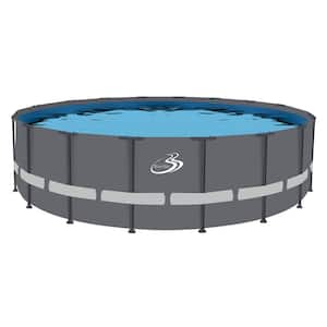 Bluebay 18 ft., 52 in. Round Soft-Sided Pool Grey/Grey Tubing