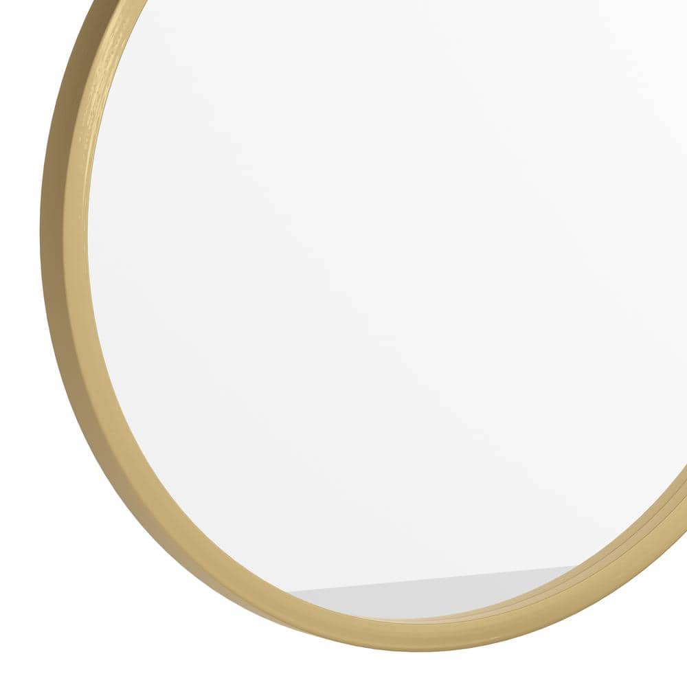 16" Round Gold Metal Wall Mounted Mirror
