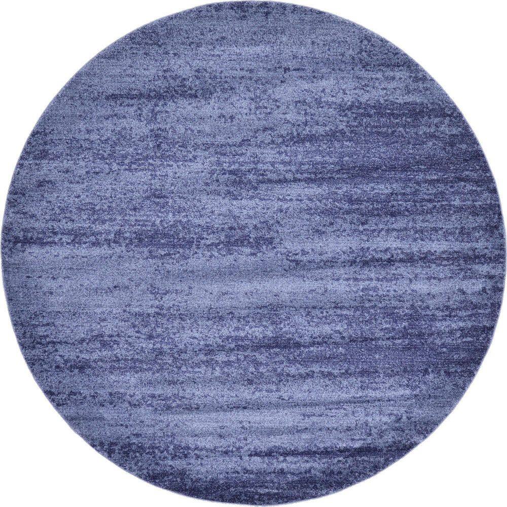 Unique Loom Del Mar Lucille Navy Blue 8' 0 x 8' 0 Round Rug 3132873 ...