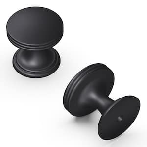 American Diner Collection 1 in. Diameter Matte Black Modern Round Cabinet Knob for Drawers and Doors (10-Pack)