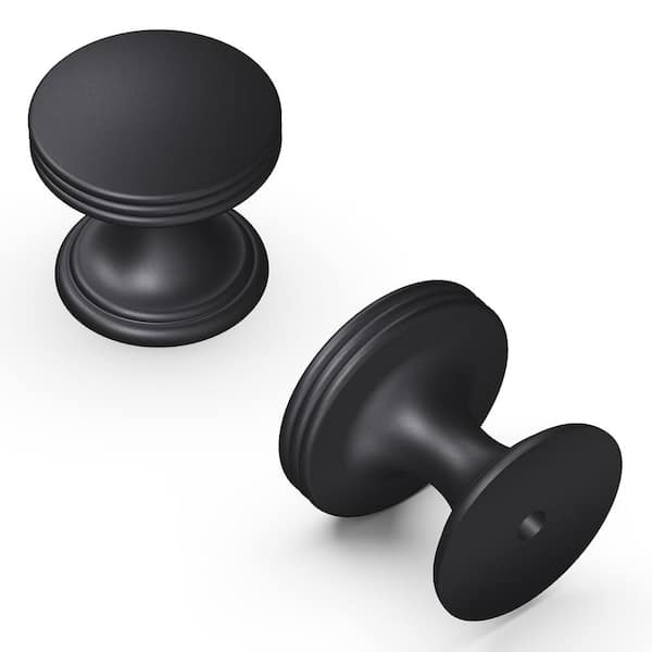 HICKORY HARDWARE American Diner Collection 1 in. Diameter Matte Black Modern Round Cabinet Knob for Drawers and Doors (10-Pack)